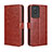 Leather Case Stands Flip Cover Holder BY5 for Vivo Y02 Brown