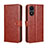 Leather Case Stands Flip Cover Holder BY5 for Vivo Y02S Brown