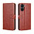 Leather Case Stands Flip Cover Holder BY5 for Vivo Y16 Brown