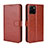 Leather Case Stands Flip Cover Holder BY5 for Vivo Y32t Brown