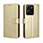 Leather Case Stands Flip Cover Holder BY5 for Vivo Y35 4G Gold