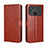 Leather Case Stands Flip Cover Holder BY5 for Xiaomi Poco C40 Brown