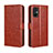 Leather Case Stands Flip Cover Holder BY5 for Xiaomi Poco M5 4G Brown