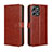 Leather Case Stands Flip Cover Holder BY5 for Xiaomi Redmi 12 4G Brown