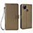 Leather Case Stands Flip Cover Holder BY6 for Xiaomi POCO C3 Brown