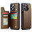 Leather Case Stands Flip Cover Holder C01S for Apple iPhone 13 Pro Max Brown