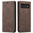 Leather Case Stands Flip Cover Holder C01S for Google Pixel 6 Pro 5G Brown