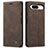 Leather Case Stands Flip Cover Holder C01S for Google Pixel 8a 5G Brown