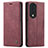 Leather Case Stands Flip Cover Holder C01S for Huawei Honor 80 Pro 5G Red Wine