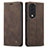 Leather Case Stands Flip Cover Holder C01S for Huawei Honor 80 Pro Flat 5G Brown