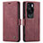 Leather Case Stands Flip Cover Holder C01S for Huawei P60 Pro Red Wine