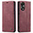 Leather Case Stands Flip Cover Holder C01S for Oppo A78 4G Red Wine