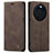 Leather Case Stands Flip Cover Holder C01S for Oppo Find X6 5G Brown