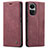 Leather Case Stands Flip Cover Holder C01S for Oppo Reno10 5G Red Wine