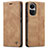 Leather Case Stands Flip Cover Holder C01S for Oppo Reno10 Pro 5G Light Brown