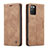 Leather Case Stands Flip Cover Holder C01S for Samsung Galaxy A03s Brown