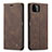 Leather Case Stands Flip Cover Holder C01S for Samsung Galaxy A22 5G Brown