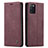 Leather Case Stands Flip Cover Holder C01S for Samsung Galaxy A41 Red Wine