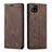 Leather Case Stands Flip Cover Holder C01S for Samsung Galaxy A42 5G Brown