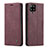 Leather Case Stands Flip Cover Holder C01S for Samsung Galaxy A42 5G Red Wine