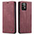 Leather Case Stands Flip Cover Holder C01S for Samsung Galaxy A52 4G Red Wine