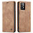 Leather Case Stands Flip Cover Holder C01S for Samsung Galaxy A52 5G Light Brown