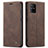 Leather Case Stands Flip Cover Holder C01S for Samsung Galaxy A71 4G A715 Brown