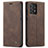 Leather Case Stands Flip Cover Holder C01S for Samsung Galaxy A72 4G Brown