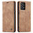 Leather Case Stands Flip Cover Holder C01S for Samsung Galaxy A72 4G Light Brown
