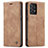 Leather Case Stands Flip Cover Holder C01S for Samsung Galaxy A72 5G Light Brown