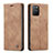 Leather Case Stands Flip Cover Holder C01S for Samsung Galaxy A91 Light Brown