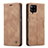 Leather Case Stands Flip Cover Holder C01S for Samsung Galaxy F12 Light Brown