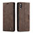 Leather Case Stands Flip Cover Holder C01S for Samsung Galaxy M10 Brown