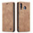 Leather Case Stands Flip Cover Holder C01S for Samsung Galaxy M30 Light Brown