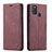Leather Case Stands Flip Cover Holder C01S for Samsung Galaxy M30s Red Wine