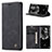 Leather Case Stands Flip Cover Holder C01S for Samsung Galaxy S20 5G Black