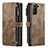 Leather Case Stands Flip Cover Holder C01S for Samsung Galaxy S22 Plus 5G Brown