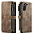 Leather Case Stands Flip Cover Holder C01S for Samsung Galaxy S23 5G Brown