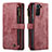 Leather Case Stands Flip Cover Holder C01S for Samsung Galaxy S23 5G Red
