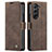 Leather Case Stands Flip Cover Holder C01S for Samsung Galaxy Z Fold5 5G Brown