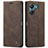 Leather Case Stands Flip Cover Holder C01S for Xiaomi Poco C65 Brown