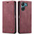 Leather Case Stands Flip Cover Holder C01S for Xiaomi Poco C65 Red Wine