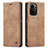 Leather Case Stands Flip Cover Holder C01S for Xiaomi Poco F3 5G Light Brown