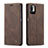 Leather Case Stands Flip Cover Holder C01S for Xiaomi POCO M3 Pro 5G Brown