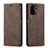 Leather Case Stands Flip Cover Holder C01S for Xiaomi Poco M5S Brown