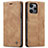 Leather Case Stands Flip Cover Holder C01S for Xiaomi Redmi 12 5G Light Brown