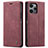 Leather Case Stands Flip Cover Holder C01S for Xiaomi Redmi 12 5G Red Wine