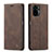 Leather Case Stands Flip Cover Holder C01S for Xiaomi Redmi Note 10 4G Brown