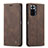 Leather Case Stands Flip Cover Holder C01S for Xiaomi Redmi Note 10 Pro 4G Brown