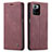 Leather Case Stands Flip Cover Holder C01S for Xiaomi Redmi Note 10 Pro 5G Red Wine